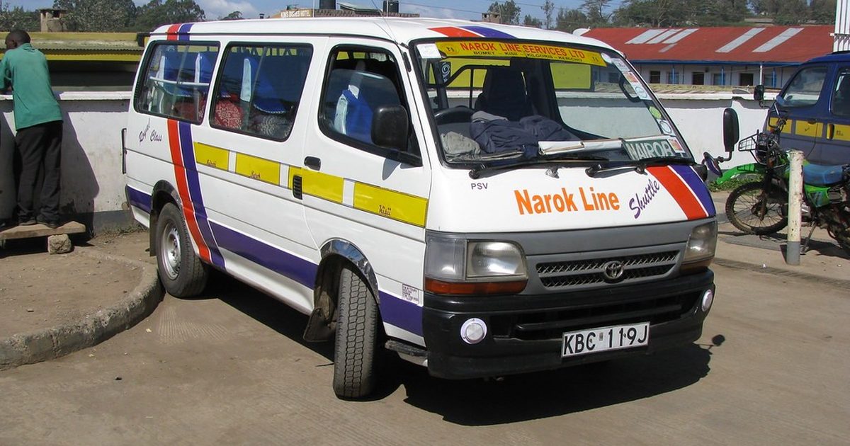 Matatu minibus parked at a stage in Kenya